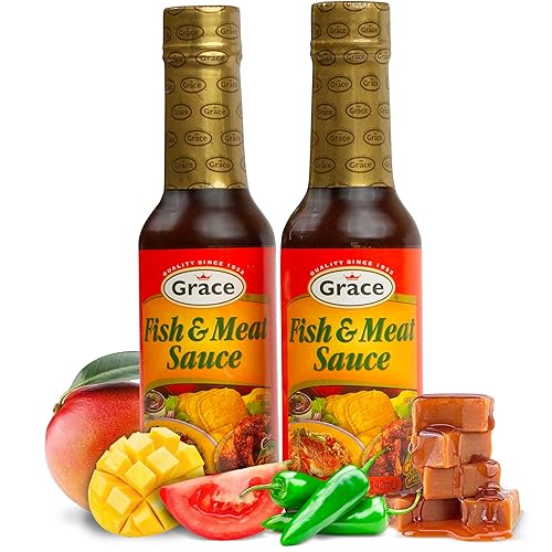 Grace Fish and Meat Sauce 4.8oz - 2 Pack Jamaican Seafood Seasoning & Meat Marinade - Caribbean Fish Sauce for Cooking or as a Chicken Marinade - Mild
