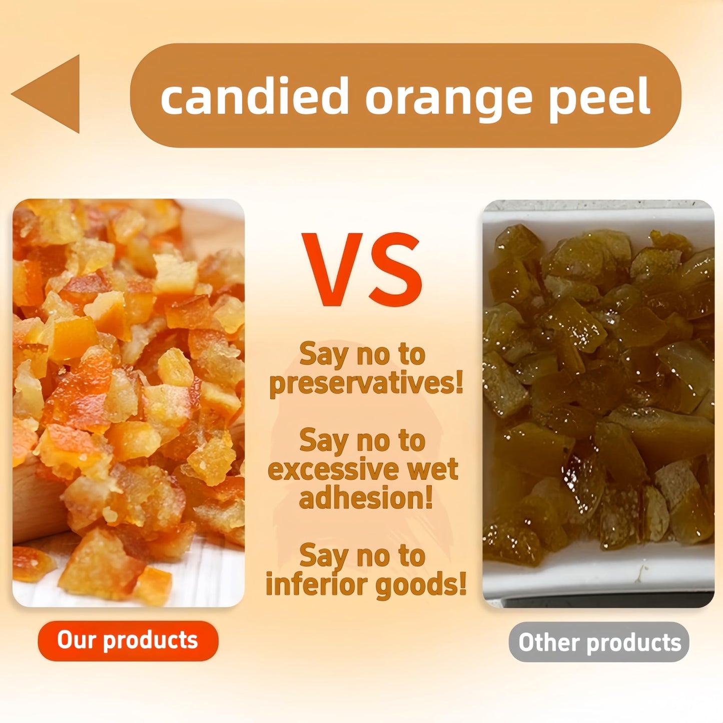 17.64 oz Candied Orange Peel, Candied Fruit for Baking Sweet & Zesty Baking Essential for Cakes, Cookies, and Cocktails