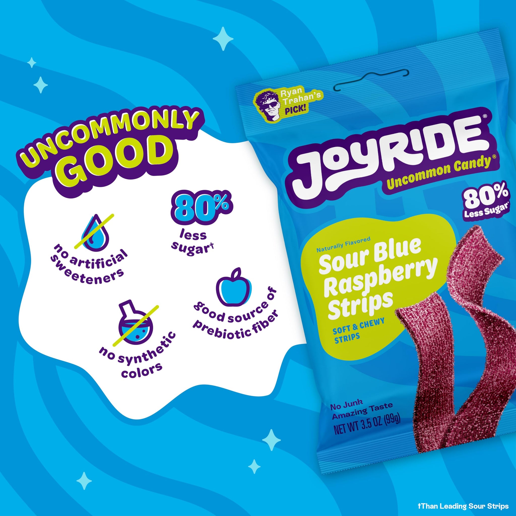 JOYRIDE Fan Favorite Variety 6 Pack - Blue Raspberry Strips, Cherry Berry Ropes, Watermelon Wedges, Low Calorie Gummy Candy, Low Sugar, Dye Free (6