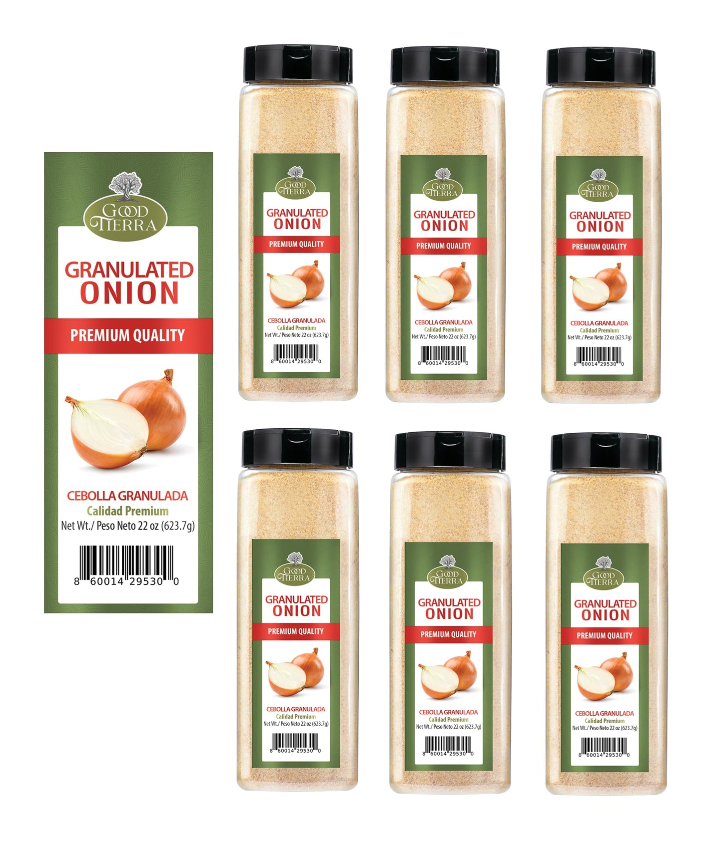 Good Tierra Granulated Onion 22 oz - Dehydrated Onion Powder for Cooking, All Purpose Seasoning, Culinary Gourmet Spice (6 Pack)