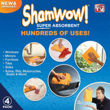 ShamWow 4pk (20"x27") Shammy Super Absorbent Multi-Purpose Home Cleaning, Chamois Towel for Cars, Lint-Free, Streak-Free & Scratch-Free, Holds 10x Its