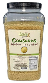 Medium Pre-cooked Couscous | 5 lb Container | Durum Wheat Semolina | Quick Cooking Grain for Salads | Side Dishes | Meal Prep & Mediterranean Recipes by Dasher's Spice & Beans