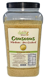 Medium Pre-cooked Couscous | 5 lb Container | Durum Wheat Semolina | Quick Cooking Grain for Salads | Side Dishes | Meal Prep & Mediterranean Recipes by Dasher's Spice & Beans