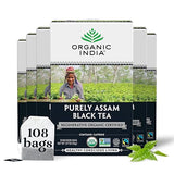 Organic India Purely Assam Black Tea - Caffeinated Herbal Tea Bags with Natural Assam Leaves, Enjoy with Milk & Sweetener, USDA Organic, Non-GMO