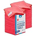 12" x 12" Microfiber Cleaning Cloths (50 Pack) - Reusable Towels, Wash Rags, Dust Cloth, All-Purpose: Kitchen, Dish, Cars, Shop, Glass (Red)