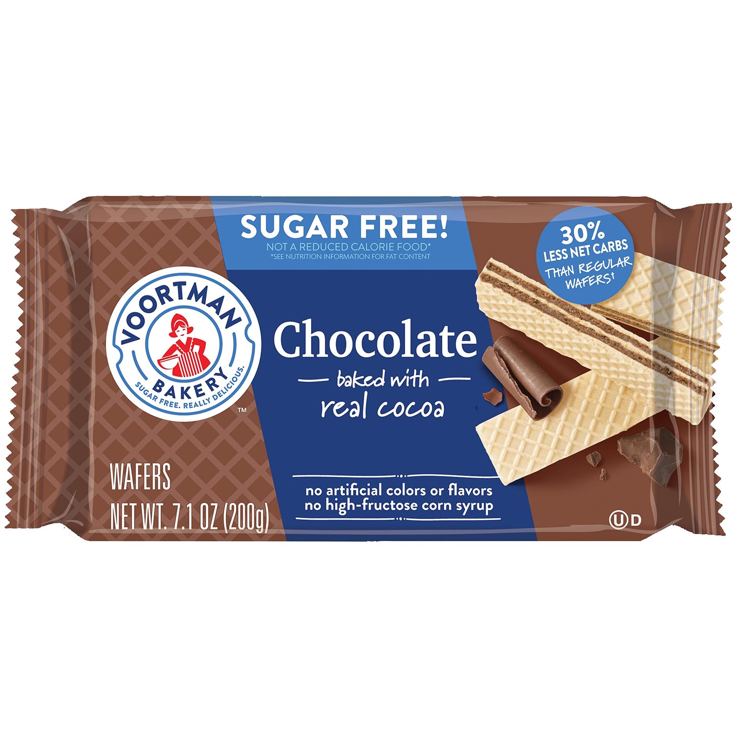 Voortman, Sugar Free Chocolate Wafer, 7.1 Ounce