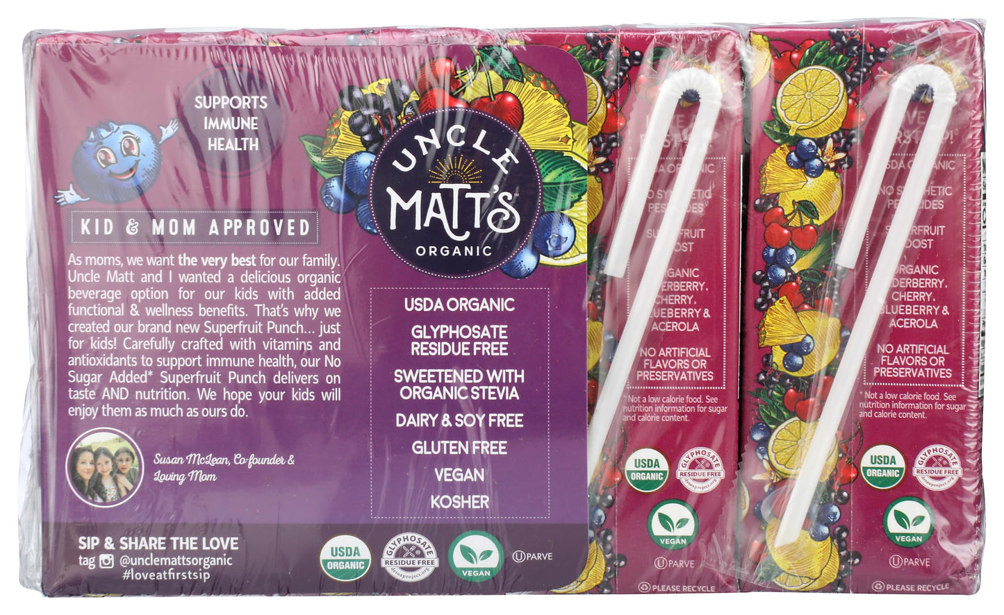 Uncle Matts Organic Superfruit Punch No Sugar Added Juice 8pk, 6.75 FZ