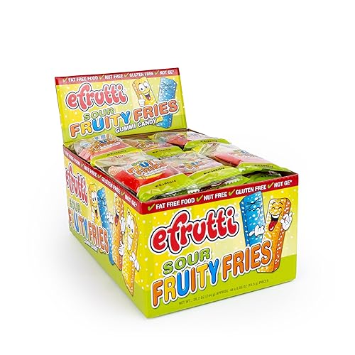 efrutti Sour Fruity Fries, Sour Gummy Candy, Individually Wrapped, 26 oz Box, 48 Count