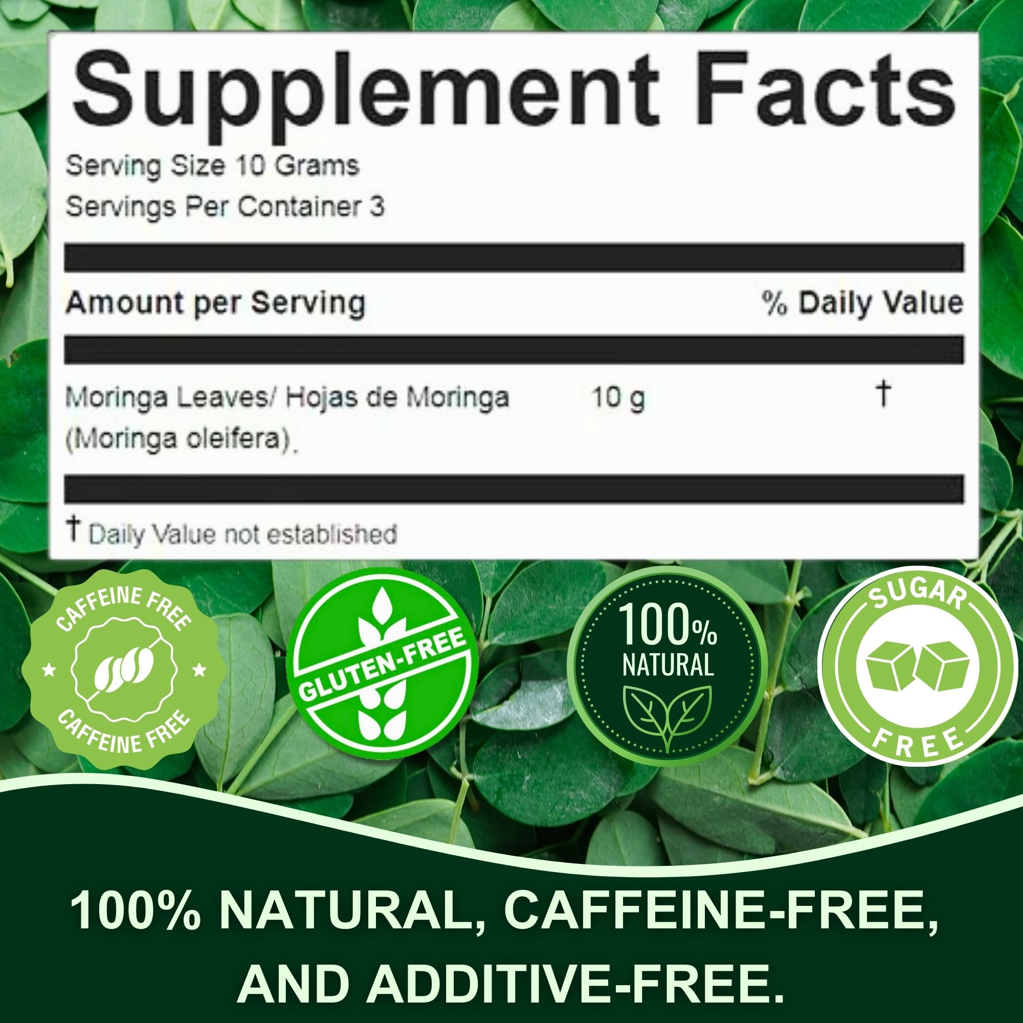 Hanan Herbal Moringa Tea (te de moringa) 1.1 oz (30 g) - Natural Dried Oleifera Plant Leaves from Peru