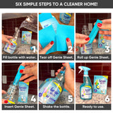 Genie Sheets Bathroom Cleaner | Concentrate Makes 6 24oz Refills | Professional-Strength | Just Add Water | Sustainable Eco-Friendly Plant-Based