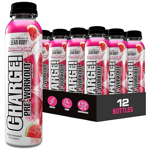 LABRADA Charge Pre Workout Watermelon Candy RTD Drink - Pump, Energy, Endurance Formula with 10g Glycerol, 6g L-Citrulline Malate, 4g Beta Alanine
