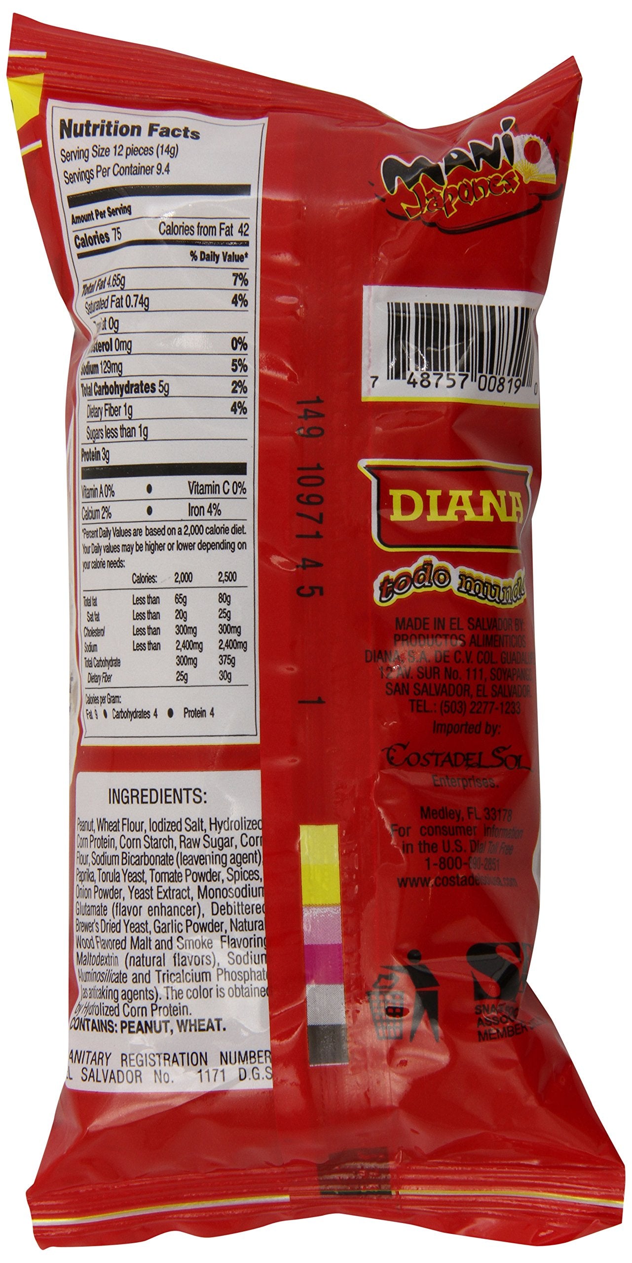 Diana Mani Japones Japanese-Style Soy-Coated Roasted Peanuts, Savory Umami Flavor, 4.6 Oz