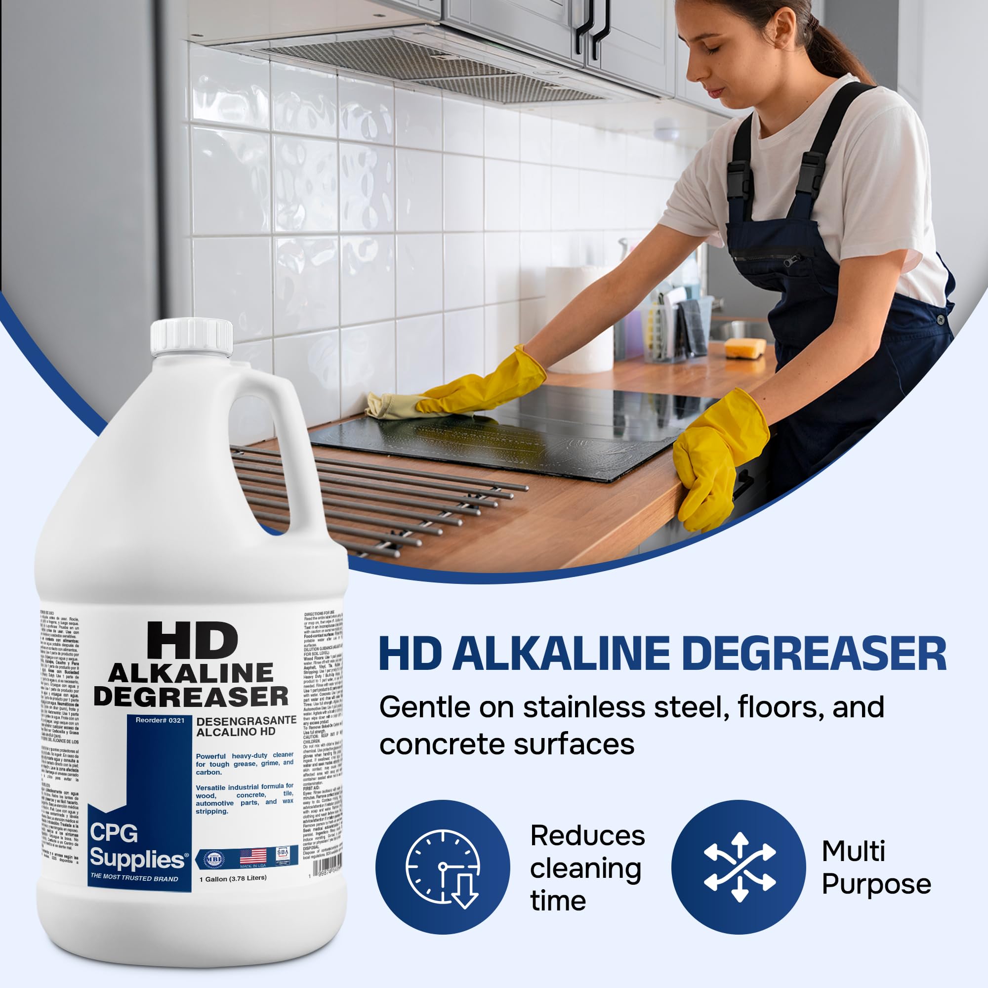 CPG SUPPLIES Heavy Duty Alkaline Cleaner & Degreaser - Multi Purpose Cleaner Concentrate to Cut Grease, Oil, Fat, Grime - Fume-Free & Non-Abrasive