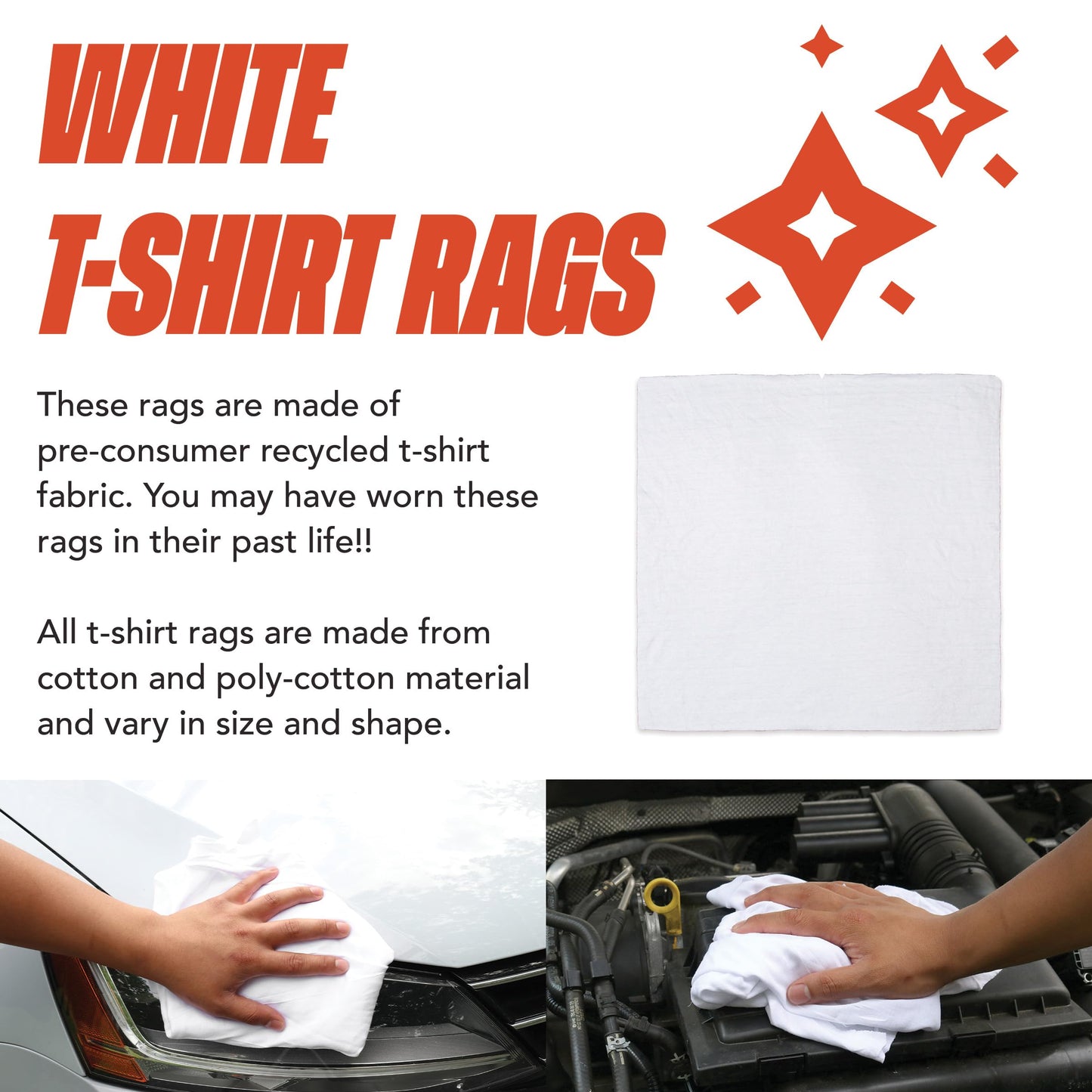 Arkwright Premium T-Shirt Rags Bulk, 5 lb Bag, Cotton Cleaning Towels, Low Lint Knit Wiping Cloths for Paint, Stain, Grease, Shop and Auto Use, Quick