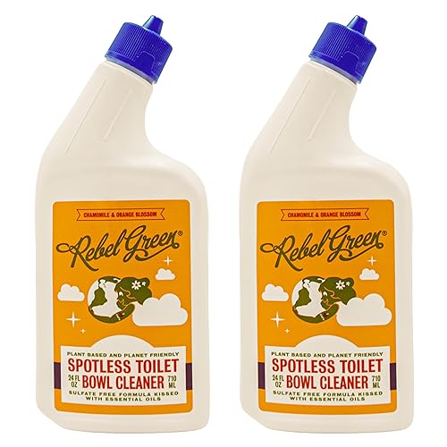 Rebel Green Spotless Toilet Bowl Cleaner - Natural, Plant-Based, Organic, Eco-Friendly, Non-Toxic Bathroom Cleaner, Chamomile Orange Blossom Scent