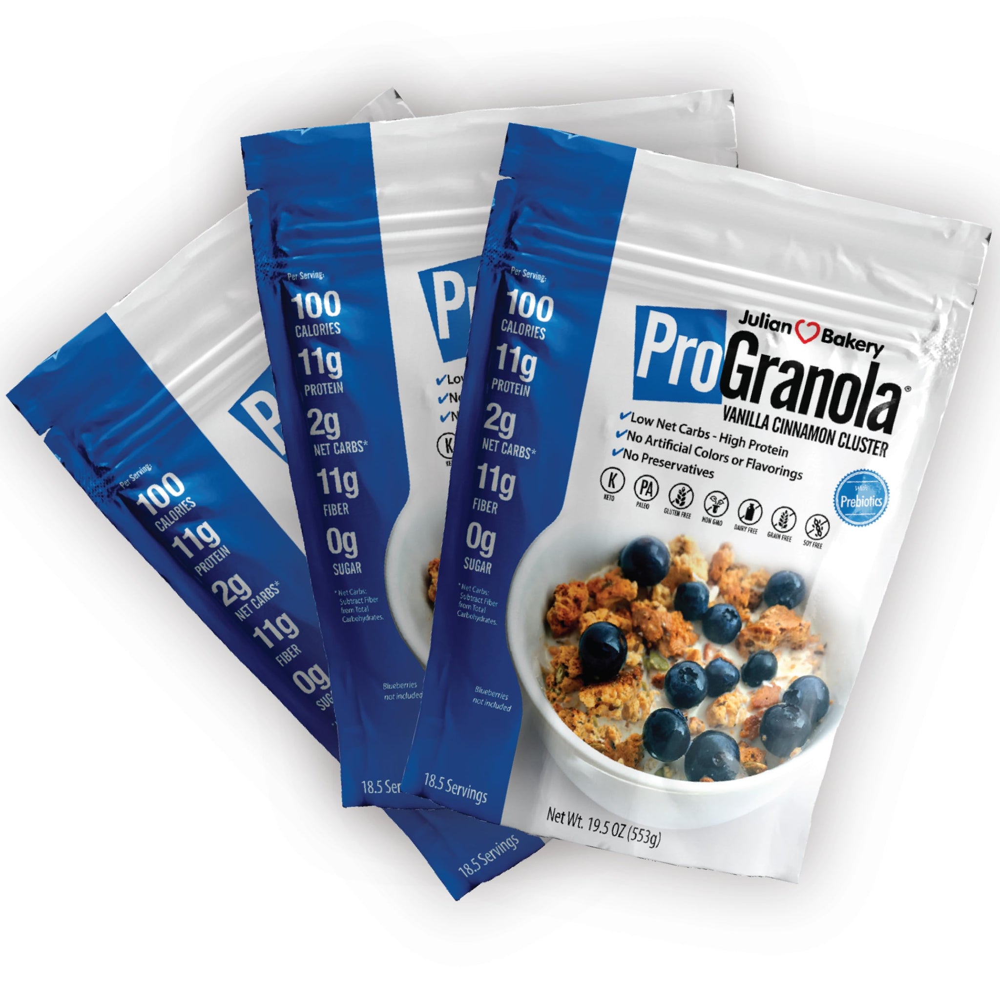 Julian Bakery® ProGranola® Cereal | Vanilla Cinnamon | 12g Protein | Paleo | 2 Net Carbs | Gluten-Free | Grain-Free | 3 Pack