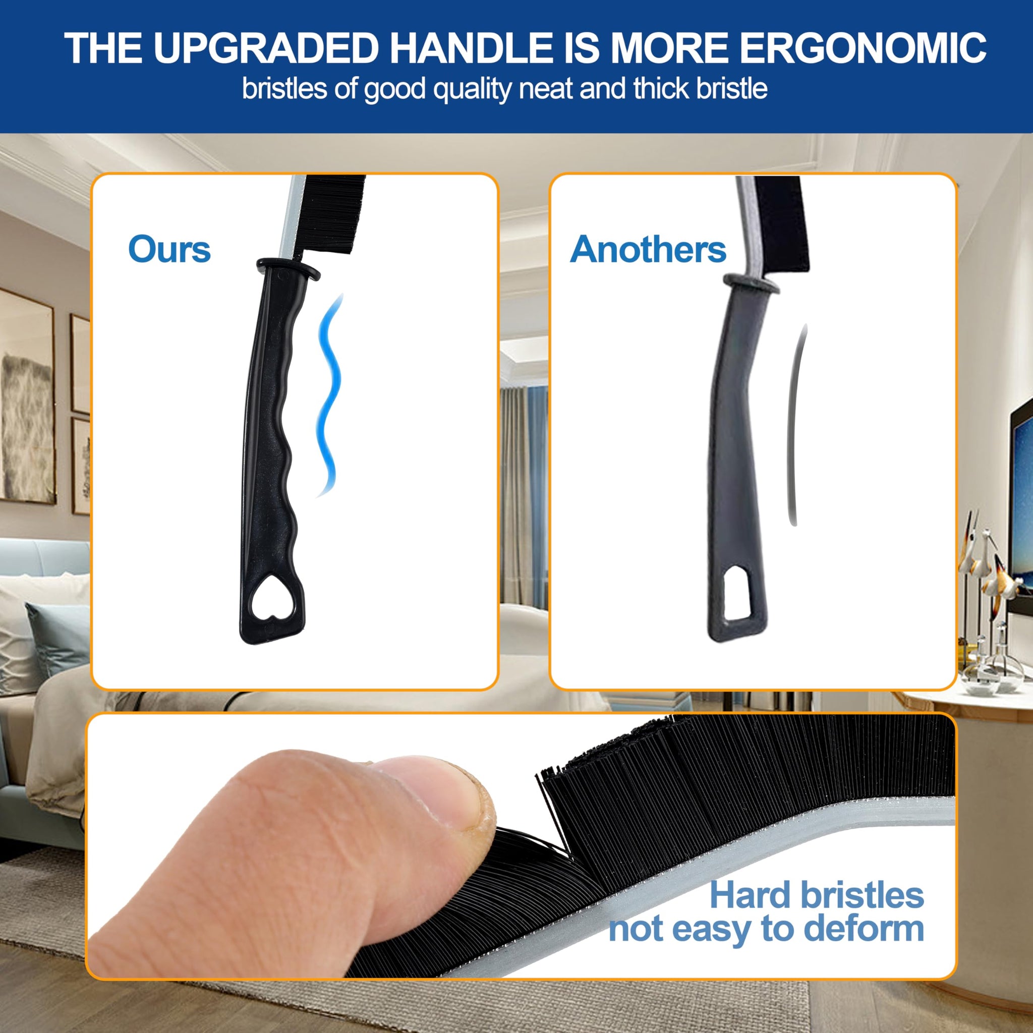All-Purpose Hard Bristle Gap Cleaning Brush Set - Durable, Slim Design for Deep Reach into Tight Spaces - Versatile Household Crevice Cleaning Tool