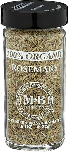 Morton & Bassett 100% Organic Rosemary | Aromatic Herb for Roasting, Soups & Breads | Gluten Free, Salt Free, Non-GMO | 0.8 oz Jar