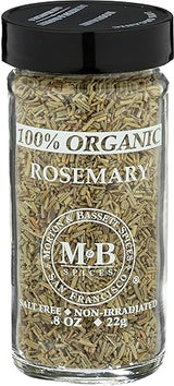 Morton & Bassett 100% Organic Rosemary | Aromatic Herb for Roasting, Soups & Breads | Gluten Free, Salt Free, Non-GMO | 0.8 oz Jar
