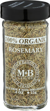 Morton & Bassett 100% Organic Rosemary | Aromatic Herb for Roasting, Soups & Breads | Gluten Free, Salt Free, Non-GMO | 0.8 oz Jar