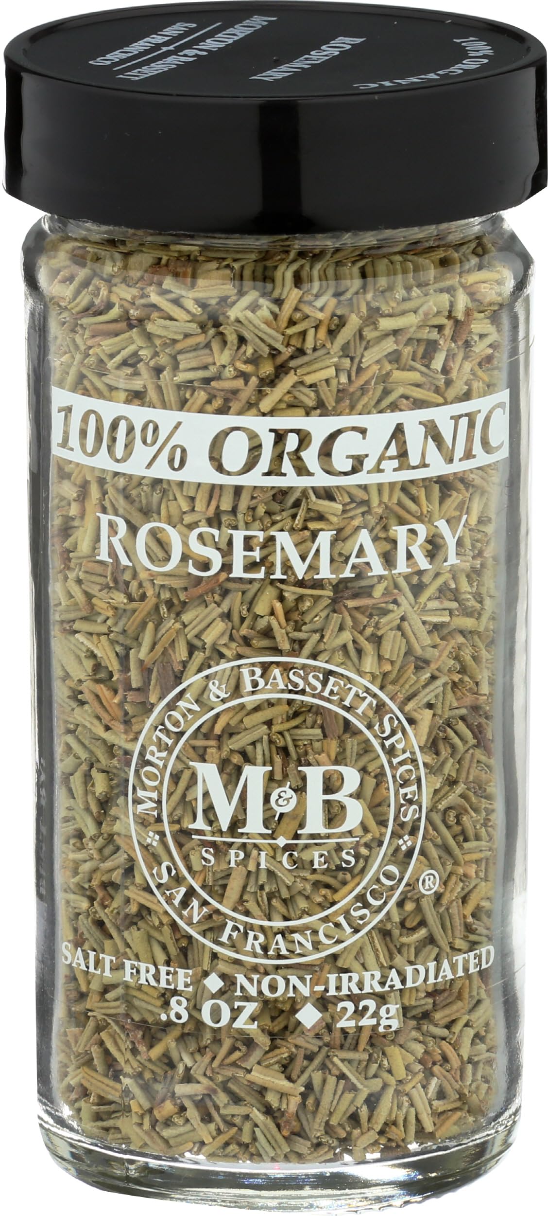 Morton & Bassett 100% Organic Rosemary | Aromatic Herb for Roasting, Soups & Breads | Gluten Free, Salt Free, Non-GMO | 0.8 oz Jar