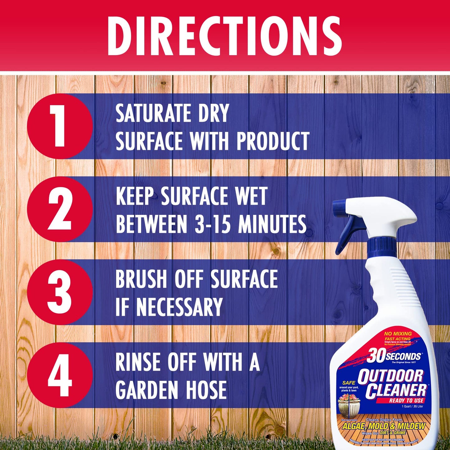 30 SECONDS Outdoor Mold & Mildew Stain Remover Spray | Ready To Use | 32 fl. oz. | 2 Pack