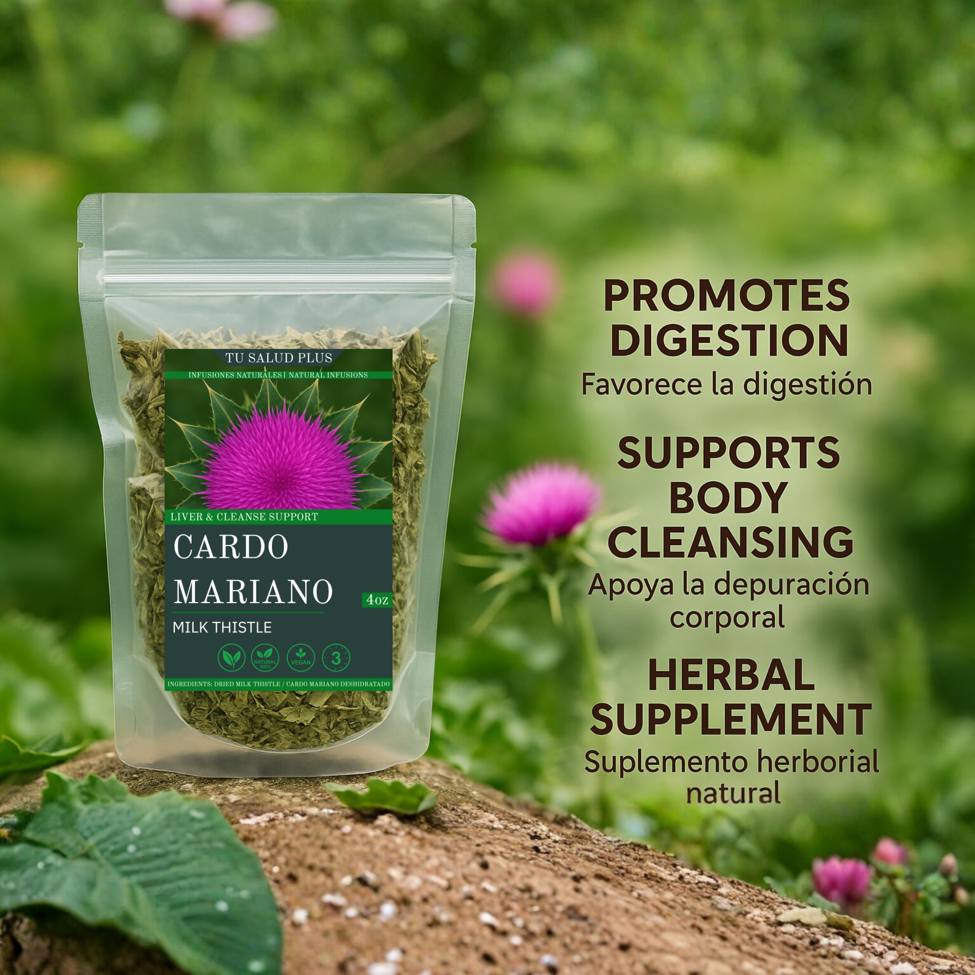 Tu Salud Plus 4oz Milk Thistle Liver Detox Supplement - Cardo Mariano Extract for Liver Cleanse, Supports Healthy Liver Function and Detoxification