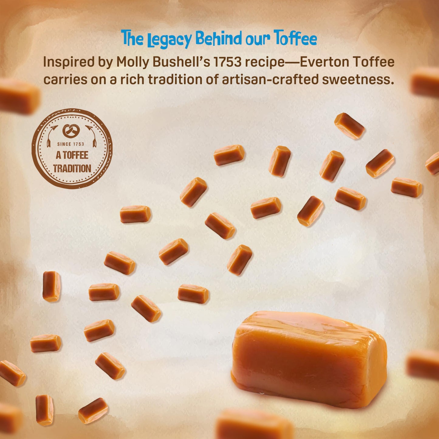 Everton Toffee Butter Toffee Caramels, Original Sea Salt Flavor 50 count (20 oz. Grab Jar). Gourmet artisan Creamy, soft and creamy caramel candy