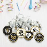 Black and Gold 45th Anniversary Kisses Stickers, 180 Count 0.75" Round Candy Labels, Chocolate Favor Stickers for 45th Wedding Anniversary Party