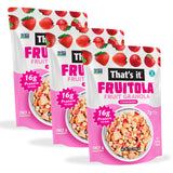 That’s it. Fruitola Fruit Granola - Strawberry, 16g Plant-Based Protein + 7g Fiber from Fruit Per Bowl, 100% Real Fruits, Only 4 Ingredients, Zero