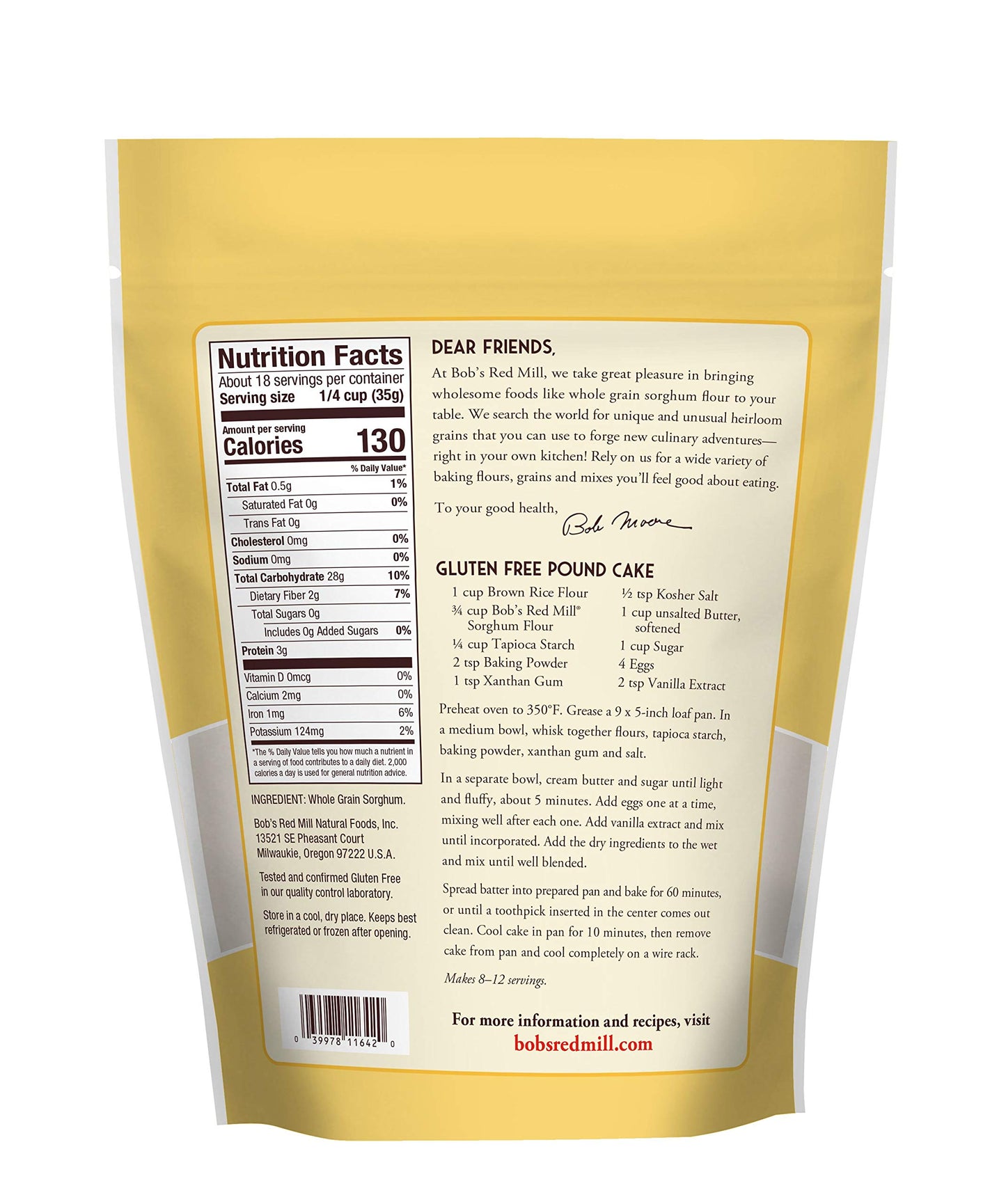 Bob's Red Mill Sorghum Flour, 22oz (Pack of 1) - Whole Grain, Vegan, Kosher