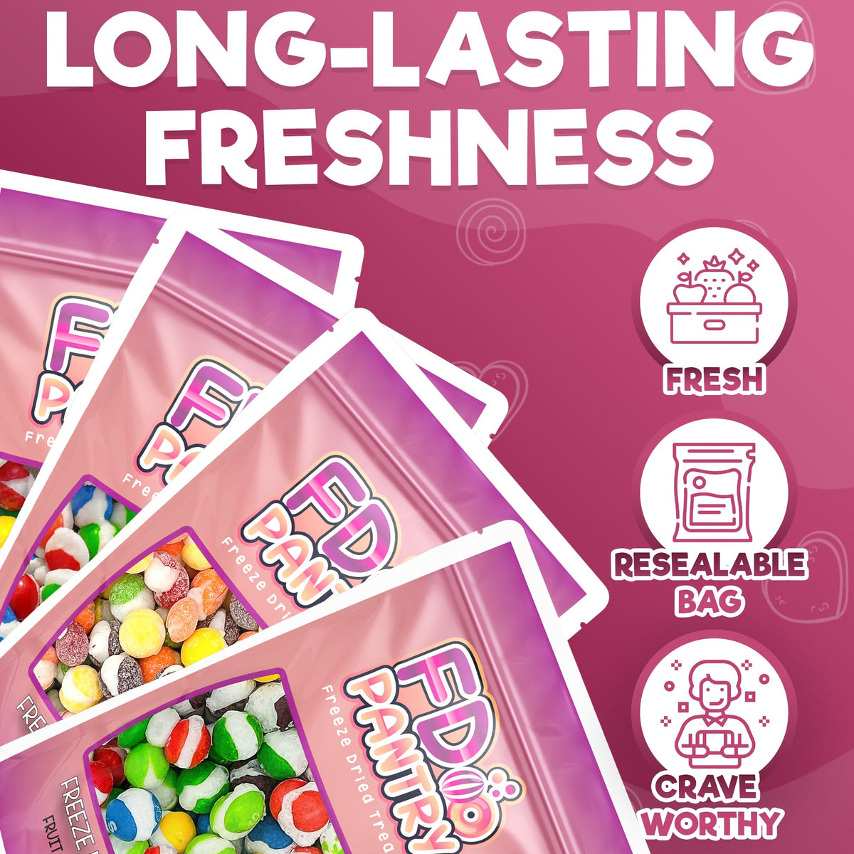 Freeze Dried Candy Variety Pack, Fruit Crunch, 4 oz (4 Pack), Original, Wildberry, Sour, Tropical, Assorted Combo, Gift Bag