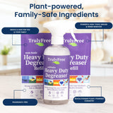Truly Free Heavy Duty Degreaser - Grease Remover & Grime Cleaner for Kitchen, Automotive & More, Household Cleaning Supplies, Fragrance-Free, Includes
