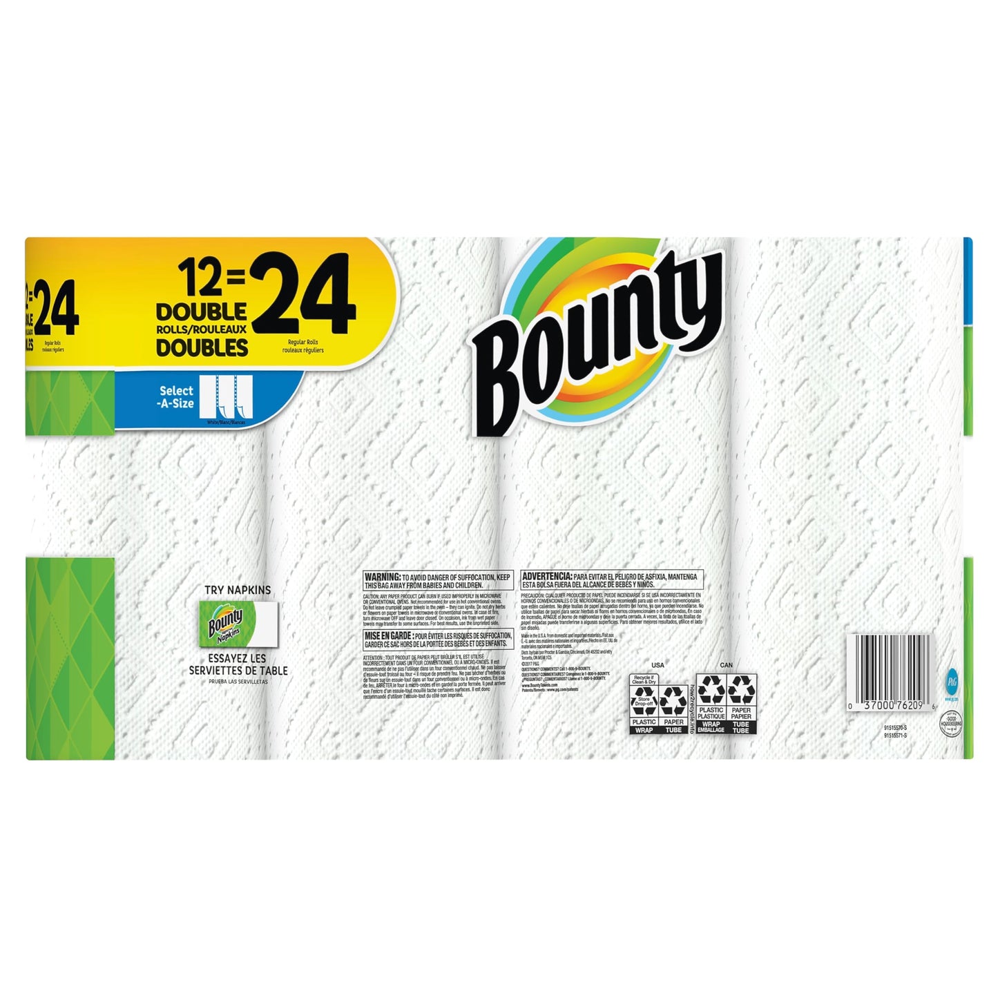 Bounty 2847075 Select-A-Size Paper Towels 2-Ply 110 Sheets/Roll