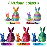 JimZePong 3D Printed Easter Eggs with Bunny Inside, Prefilled Easter Bunny Egg Alternative, 3D Printed Articulated Rabbit Surprise Egg for Easter