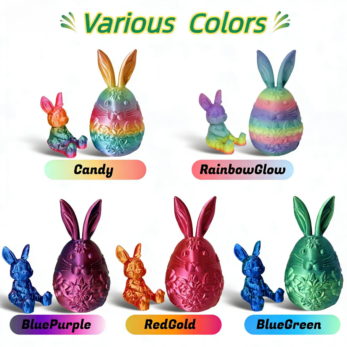 JimZePong 3D Printed Easter Eggs with Bunny Inside, Prefilled Easter Bunny Egg Alternative, 3D Printed Articulated Rabbit Surprise Egg for Easter