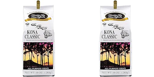 Hawaiian Isles Kona Coffee Co. Kona Classic Ground Coffee, Medium Roast, 8 ounce bag Pack of 2