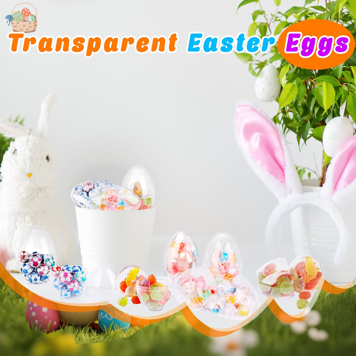 Barblog 30 Pcs 3 Inches Clear Easter Eggs Fillable Plastic Easter Eggs Empty Transparent Eggs Bulk for Easter Hunt Easter Basket Stuffers