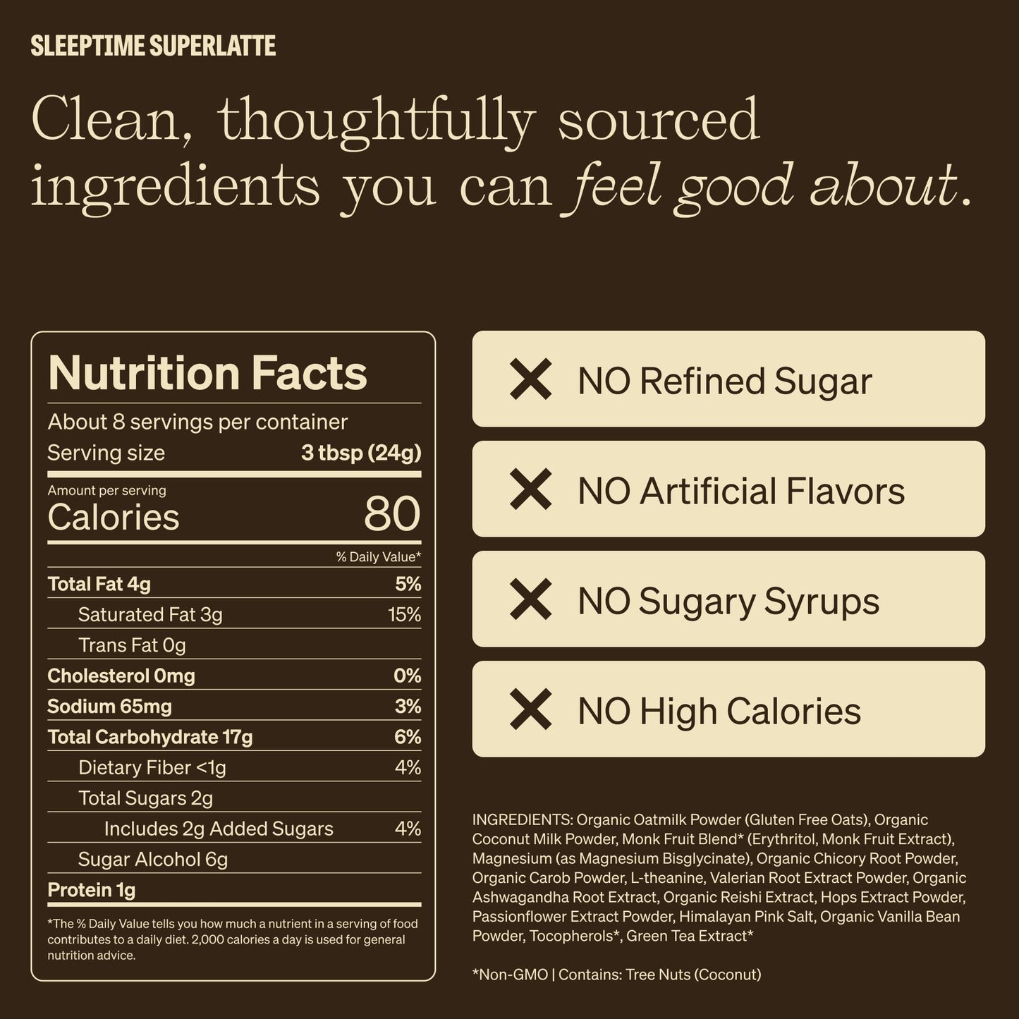 Clevr Sleeptime SuperLatte, Magnesium Sleep Drink with Ashwagandha, L-Theanine & Adaptogens, Caffeine-Free Instant Tea & Superfood Latte Powder, 14