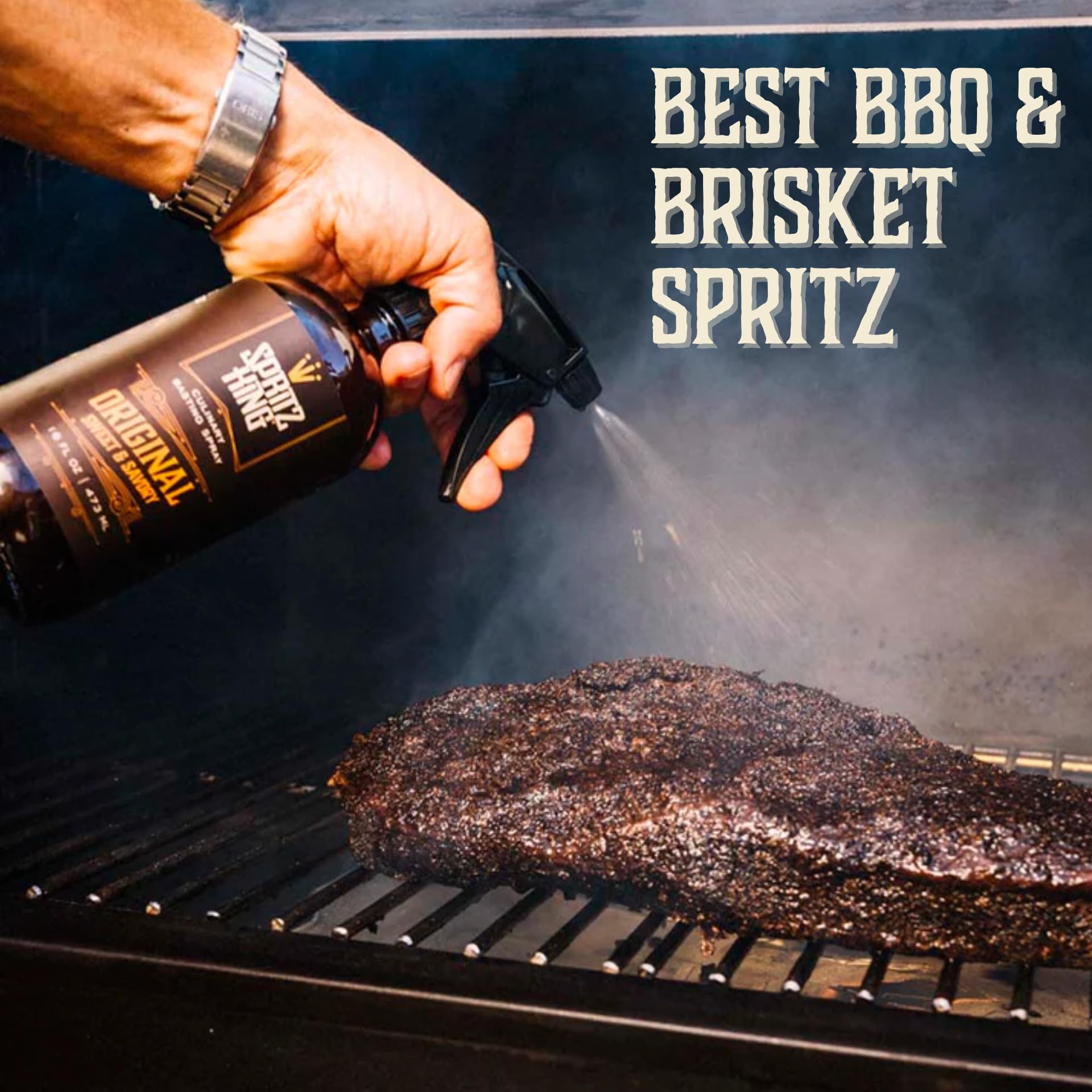 Spritz King Culinary Basting Spray: For Grilling, Smoking, Air Frying - Delicious Dark Bark, Flavorful Crust & Moisture-Sealing Power - Great on Meats