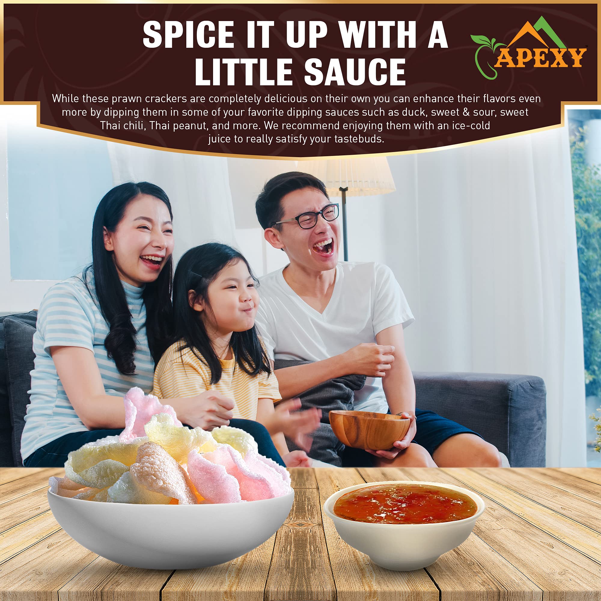 APEXY Authentic Prawn Crackers Uncooked, Crispy and Delicious Shrimp Chips for Party Appetizers and Snacks, No MSG, Cook and Serve, 8 oz (227g), Pack