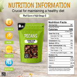 Oh! Nuts Pecans Halves & Wholes - Raw - 100% Natural - 2 lb - Raw Georgia Pecans - Packed in New York Zip-Seal Bag for Exceptional Freshness