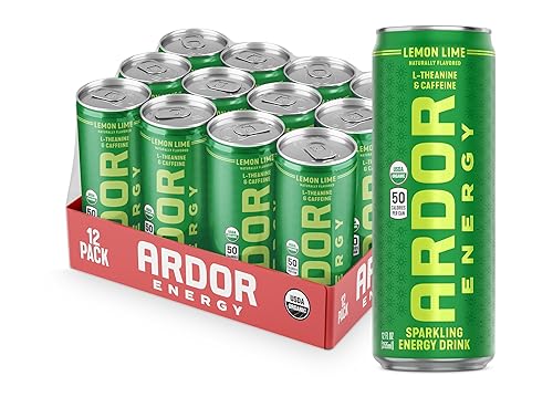ARDOR ENERGY Natural Sparkling Energy Drink with 100mg Natural Caffeine & 200mg L-Theanine from Organic Green Tea for Smooth Energy & Focus | Healthy