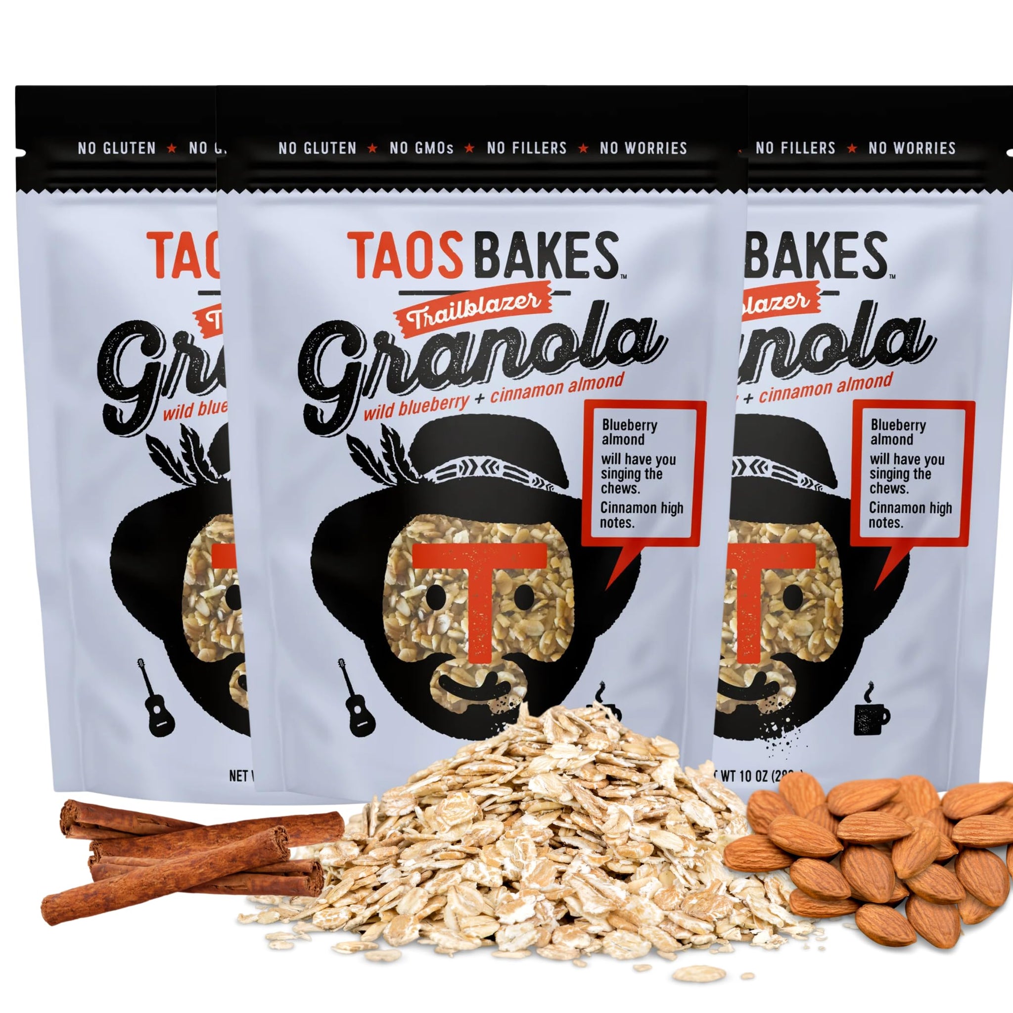 Taos Bakes - Wild Blueberry & Cinnamon Granola - Crunchy Granola Breakfast Snack - Gluten Free, No GMOS, No Fillers - 10 oz (Pack of 3)