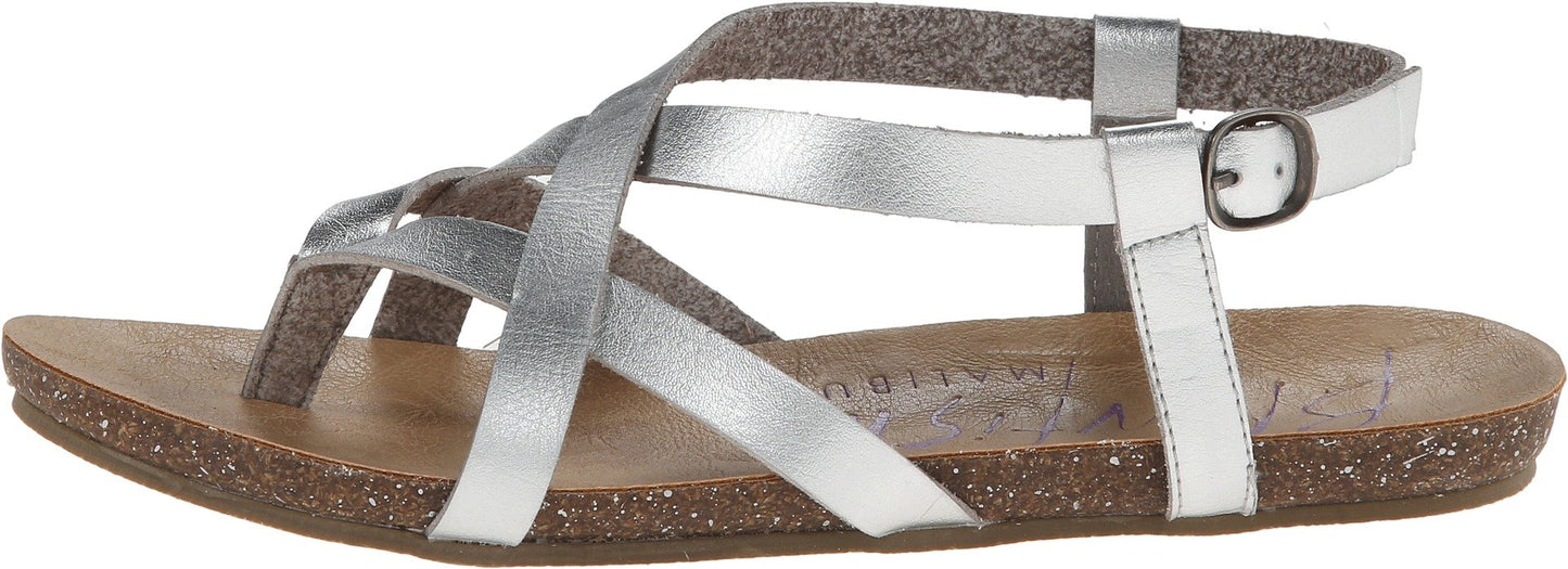 Blowfish Women's Granola Fisherman Sandal,Silver Dyecut Pu,7.5