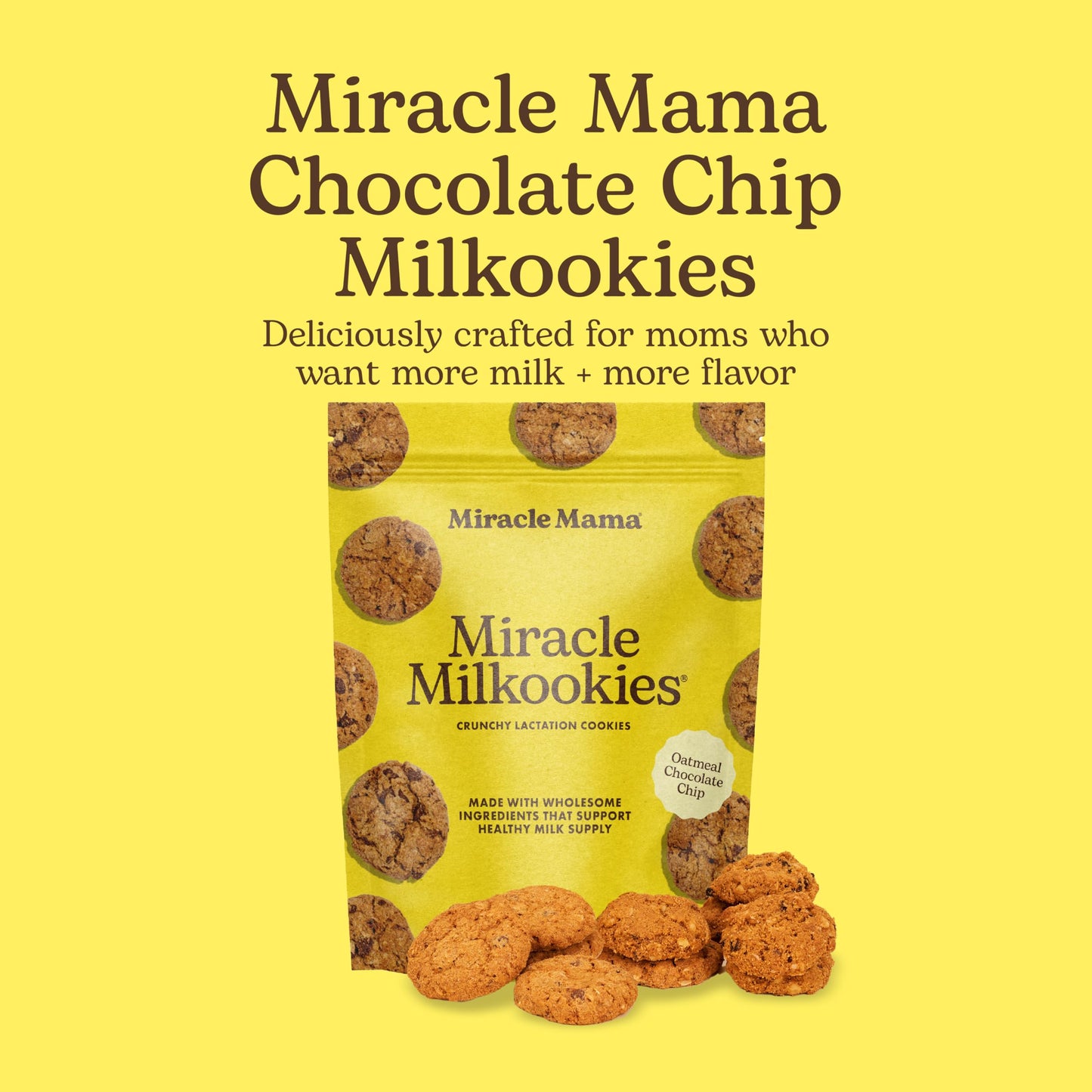Miracle Mama Milkookies- Lactation Cookies - Oatmeal Chocolate Chip- Support Milk Supply with Oats, Flaxseed & Brewer’s Yeast - Delicious, Nourishing