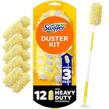 Swiffer Duster Kit with 3 ft Extendable Handle, Dusters for Cleaning, Set Includes 1 Extension Pole and 12 Heavy Duty Dusting Refills Dust Cleaner