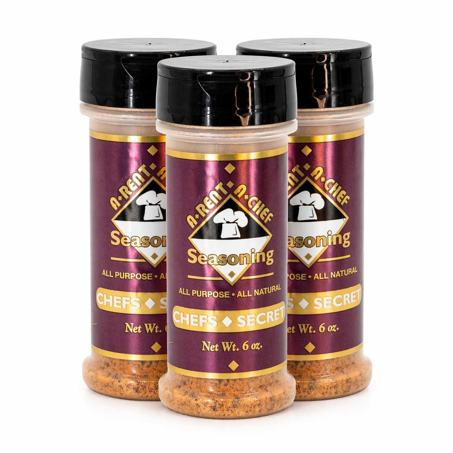 All Purpose Gluten Free Seasoning - 3 pack of 6 oz - A-Rent-A-Chef All Natural - Made in the USA - Made in Nebraska - MSG Free - All Natural Food