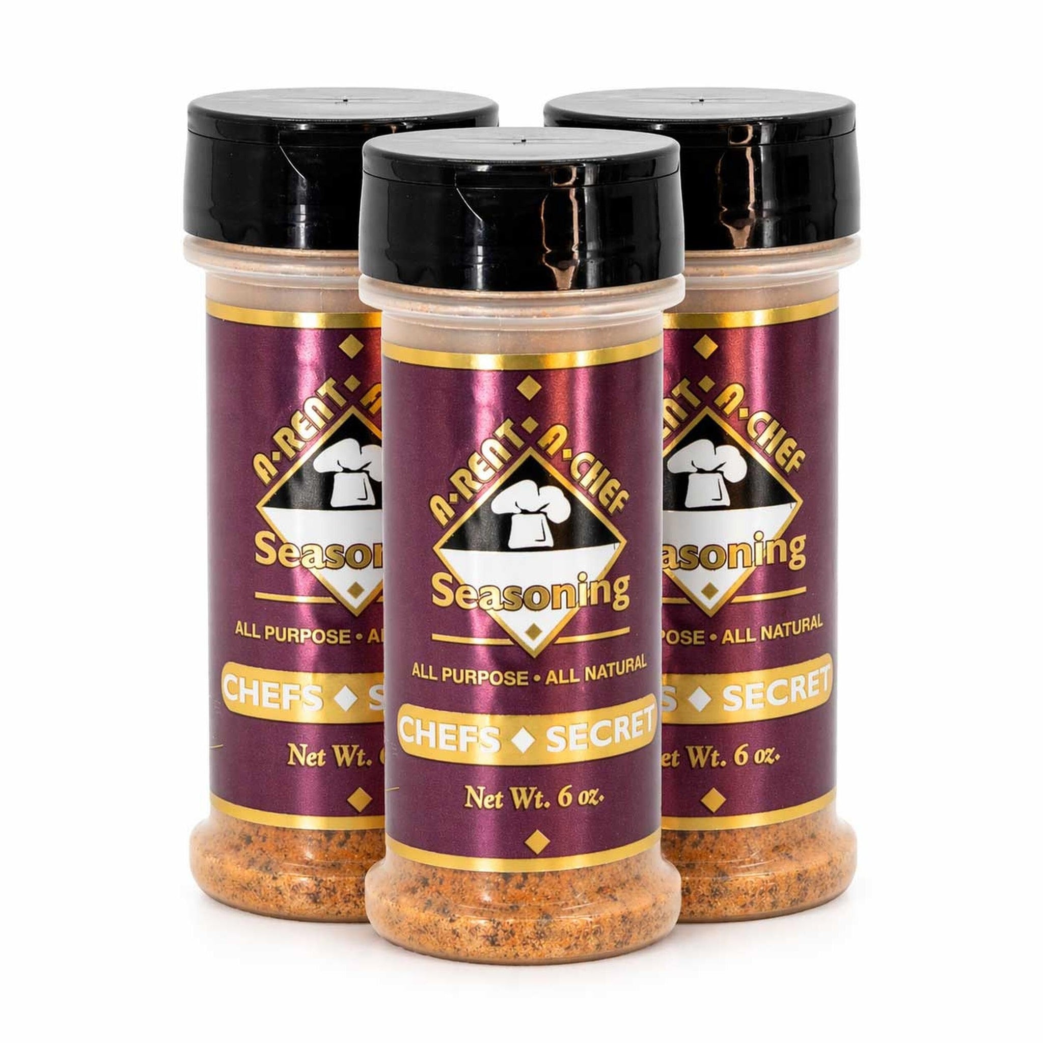 All Purpose Gluten Free Seasoning - 3 pack of 6 oz - A-Rent-A-Chef All Natural - Made in the USA - Made in Nebraska - MSG Free - All Natural Food