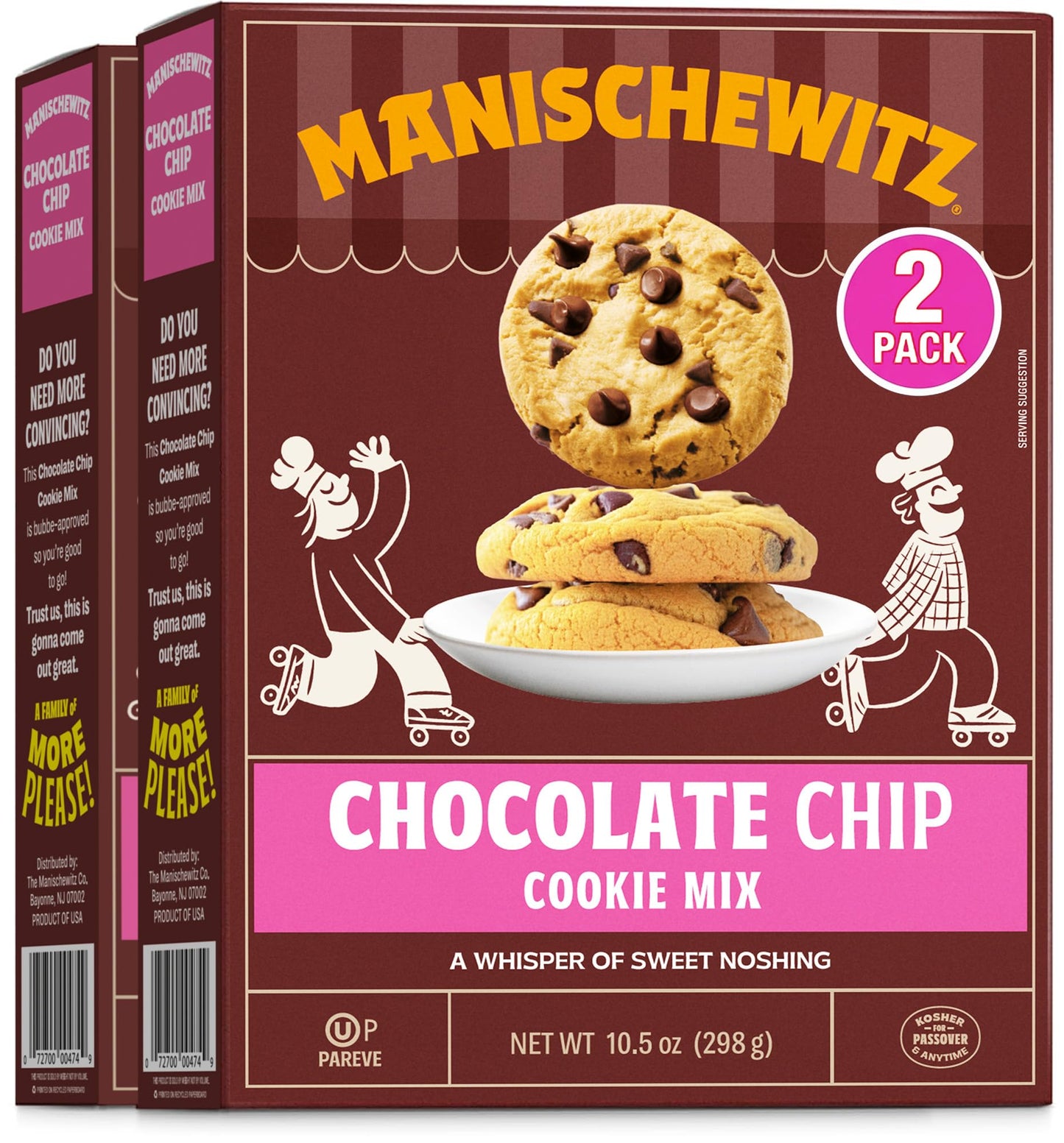 Manischewitz Chocolate Chip Cookie Mix, 10.5 oz (2 Pack) | Kosher for Passover| Dairy-Free Baking Mix | Nut Free | Easy Homemade Cookies